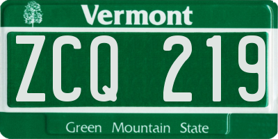 VT license plate ZCQ219