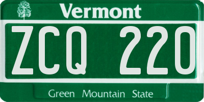 VT license plate ZCQ220