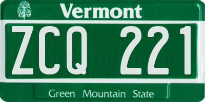 VT license plate ZCQ221