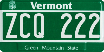 VT license plate ZCQ222