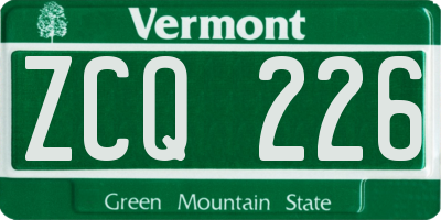 VT license plate ZCQ226