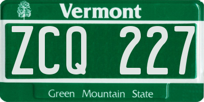 VT license plate ZCQ227