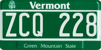 VT license plate ZCQ228