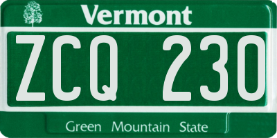 VT license plate ZCQ230