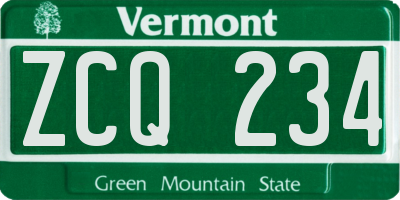 VT license plate ZCQ234