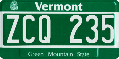 VT license plate ZCQ235