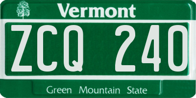 VT license plate ZCQ240