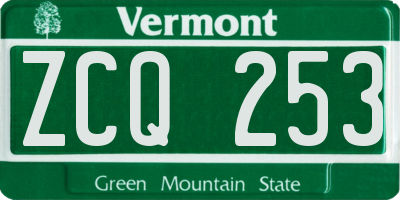 VT license plate ZCQ253