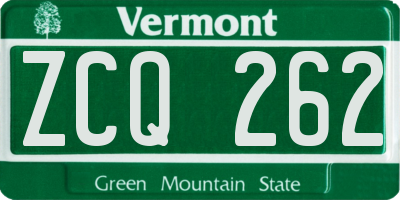 VT license plate ZCQ262