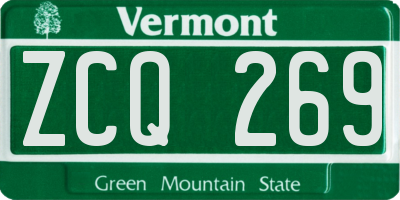 VT license plate ZCQ269
