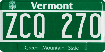 VT license plate ZCQ270
