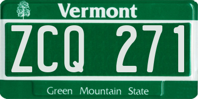 VT license plate ZCQ271