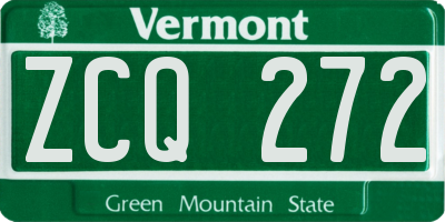 VT license plate ZCQ272