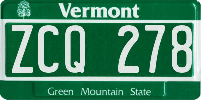 VT license plate ZCQ278