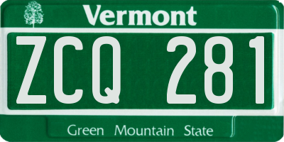 VT license plate ZCQ281