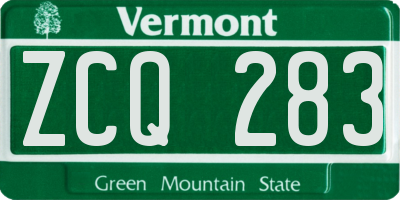 VT license plate ZCQ283