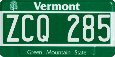 VT license plate ZCQ285