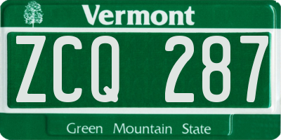 VT license plate ZCQ287