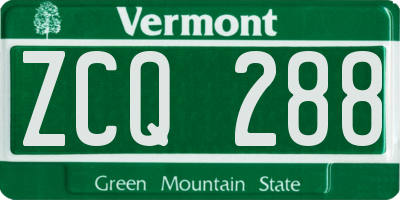 VT license plate ZCQ288