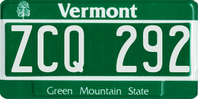 VT license plate ZCQ292