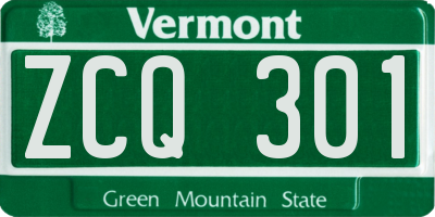 VT license plate ZCQ301