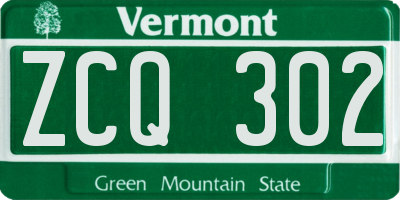 VT license plate ZCQ302