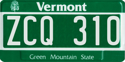 VT license plate ZCQ310