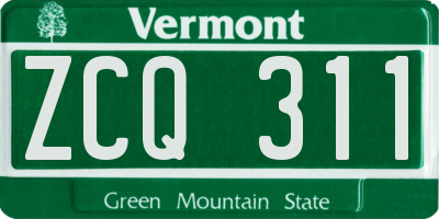 VT license plate ZCQ311