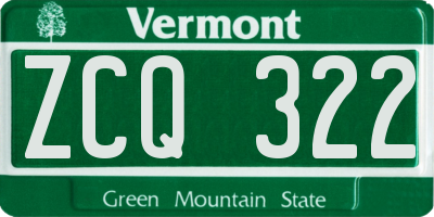 VT license plate ZCQ322