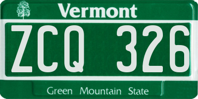 VT license plate ZCQ326