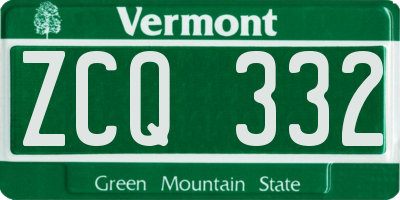 VT license plate ZCQ332
