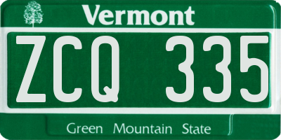 VT license plate ZCQ335