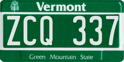 VT license plate ZCQ337