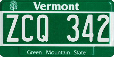 VT license plate ZCQ342