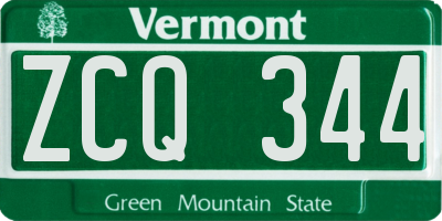 VT license plate ZCQ344