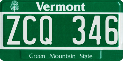 VT license plate ZCQ346