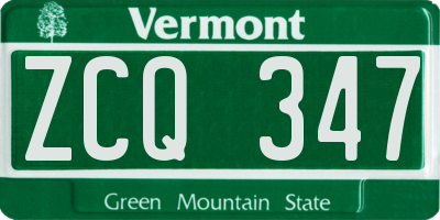 VT license plate ZCQ347