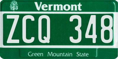 VT license plate ZCQ348