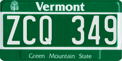 VT license plate ZCQ349