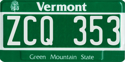 VT license plate ZCQ353
