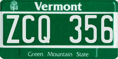 VT license plate ZCQ356