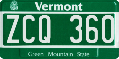 VT license plate ZCQ360