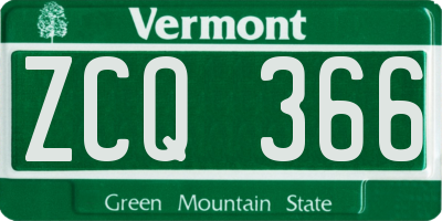 VT license plate ZCQ366