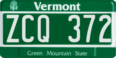 VT license plate ZCQ372