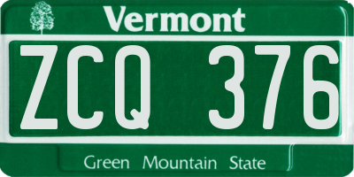 VT license plate ZCQ376