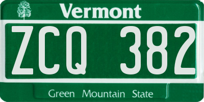 VT license plate ZCQ382
