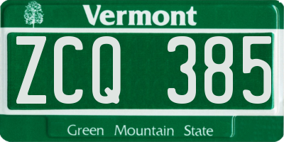VT license plate ZCQ385