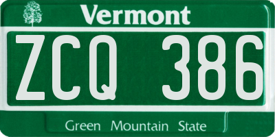 VT license plate ZCQ386