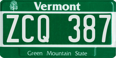 VT license plate ZCQ387