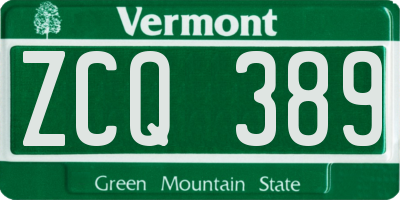 VT license plate ZCQ389